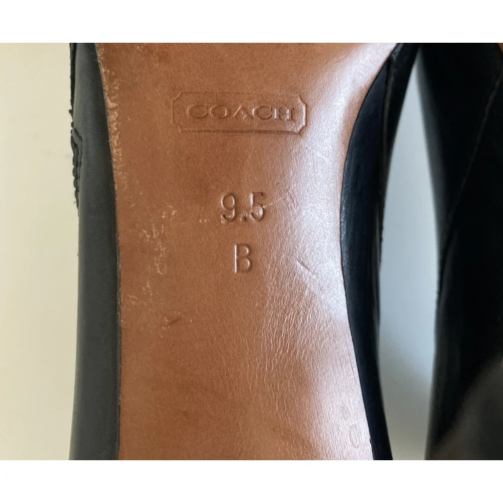 Coach Mackenna Black Leather Slim Heel Ankle Bootie Boot Round Toe Side Zip 9.5